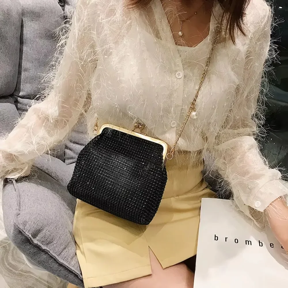

New Personalized Sequin Clip Buckle Crossbody Purse, Luxury Adjustable Chain Shoulder Bag for Women Evening Party Daily Use