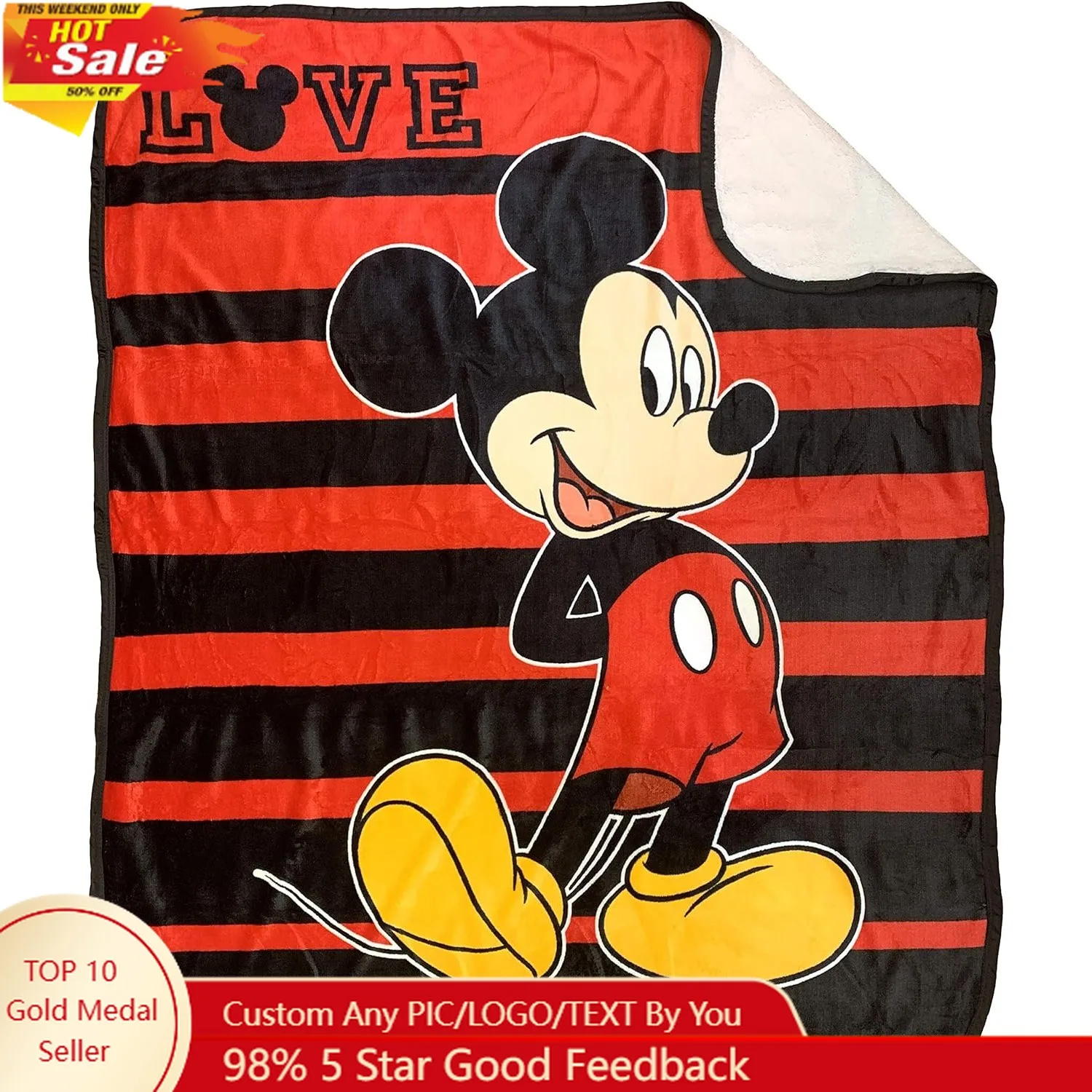 

Mickey Mouse Blankets Disney Cartoon Plush Blanket Super Soft Indoor Decoration Adult Child Holiday Party Gifts Warm Quilt