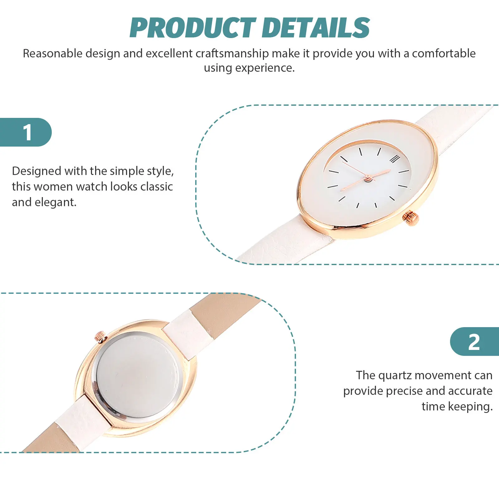 Women Fashion Quartz Watch Simple Elegant Design Breathable Precise Timekeeping for Daily Casual Office Wear
