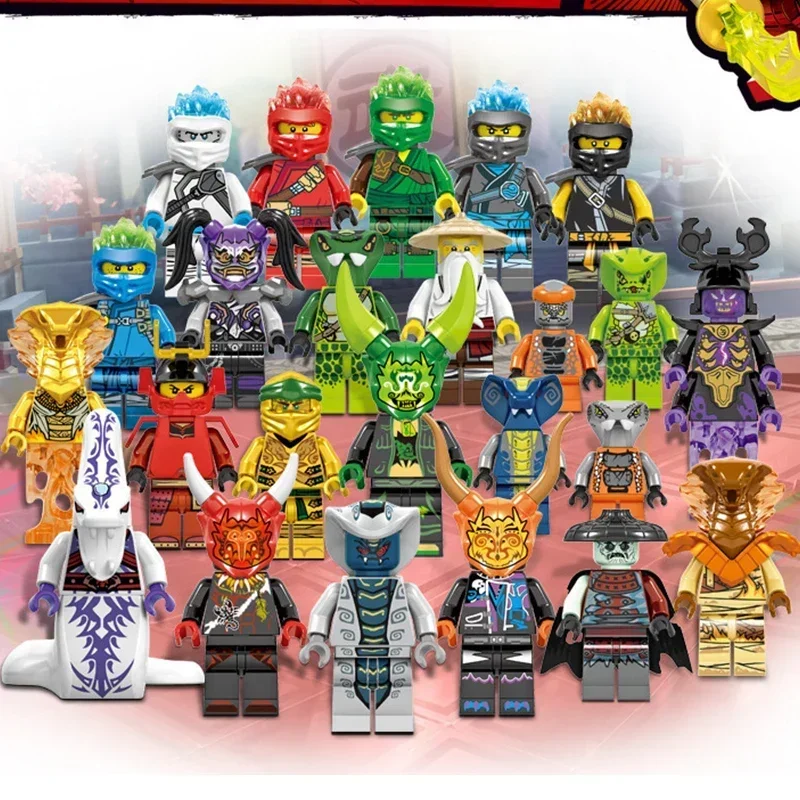 Ninjago-minifiguras DE ACCIÓN DE 24 piezas para niños, juguetes de bloques de construcción, colección de muñecos de batalla, regalos de cumpleaños