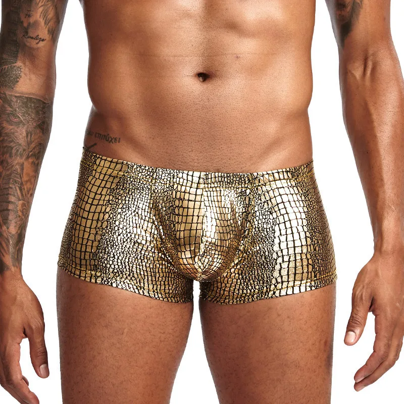 2pcs/1pcs Men boxers Underwear Snake Skin U Convex Pouch Sexy Men Slips Cueca Masculina Male Panties Underpants