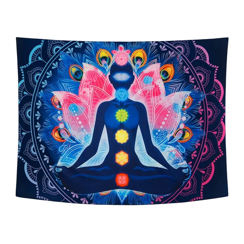 Seven Chakra Tapestry Yoga Meditation Tapestry Wall Hanging Colorful Mandala Wall Tapestry Indian Chakra Tapestries