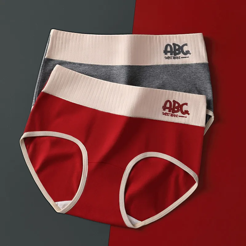 3PCS Women's Panties Breathable Sexy Autumn Comfortable Soft Briefs Mid-waist Underwear Pure Cotton 