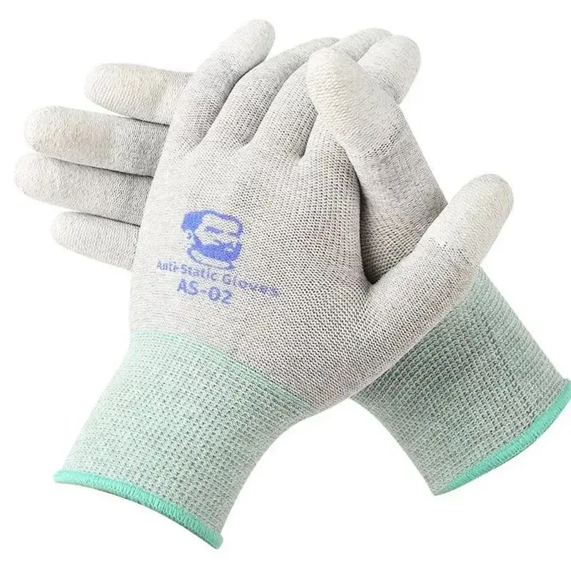Gants mécaniques antistatiques en Fiber de carbone AS02, élasticité antidérapante, taille L/M, couche PU pour réparation électronique de téléphone, gant de protection