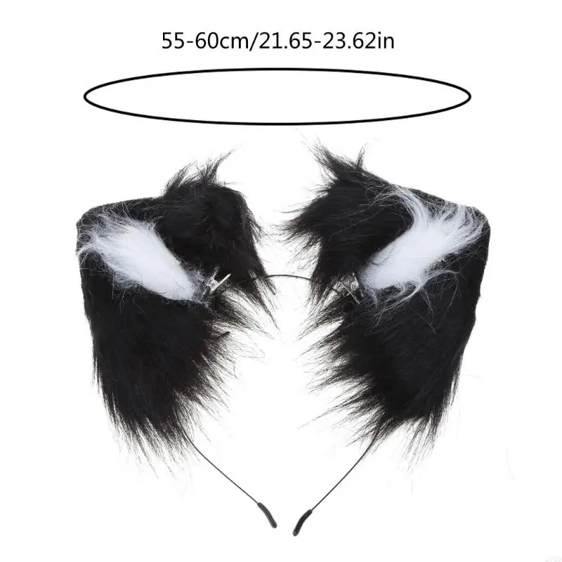 Cerchietto per capelli in pelliccia sintetica realistica con orecchie gatto in peluche 270D per convenzioni anime cosplay