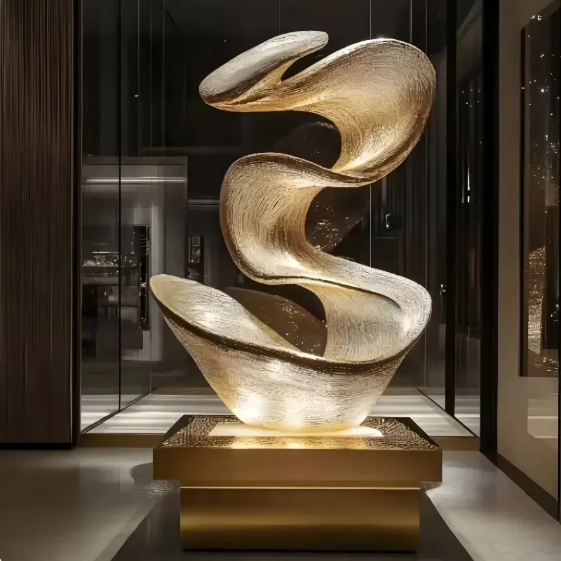Modern Stainless Steel Abstract Sculpture Luxury Metal Art Installation for Hotel Lobby Exhibition Hall Decorative