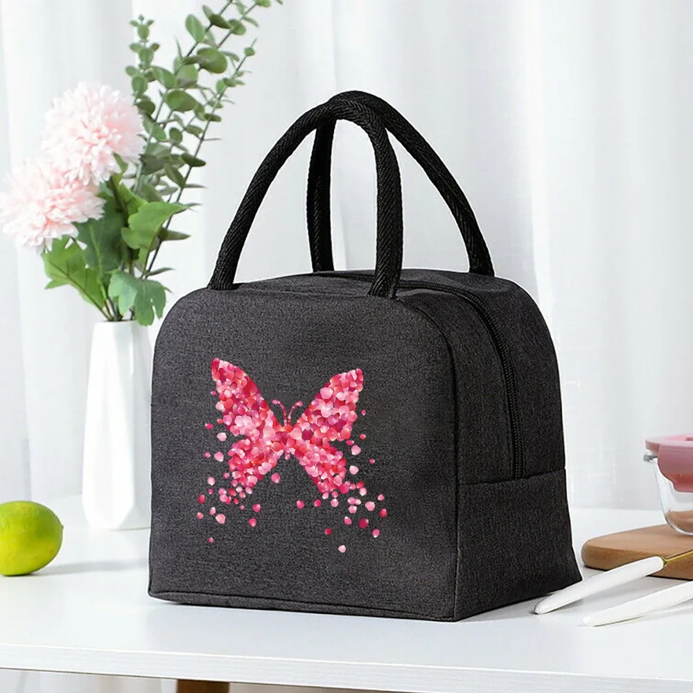 Lunch Insulated Bag Thermal Food Picnic Bags Handbags Organizern Petal Butterfly Pattern Unisex Cooler Tote for Work