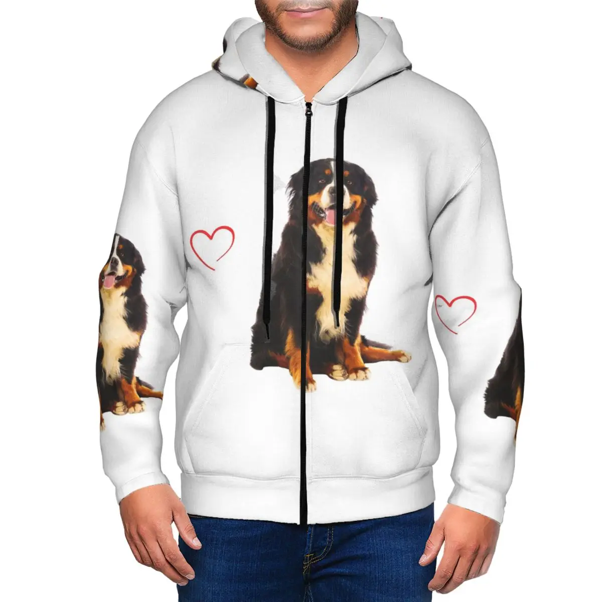 Bernese Mountain Dog Lover Zipper Hoodies Harajuku Pullover Autumn Winter Men's Women's Sweatshirt Long Sleeve Tops