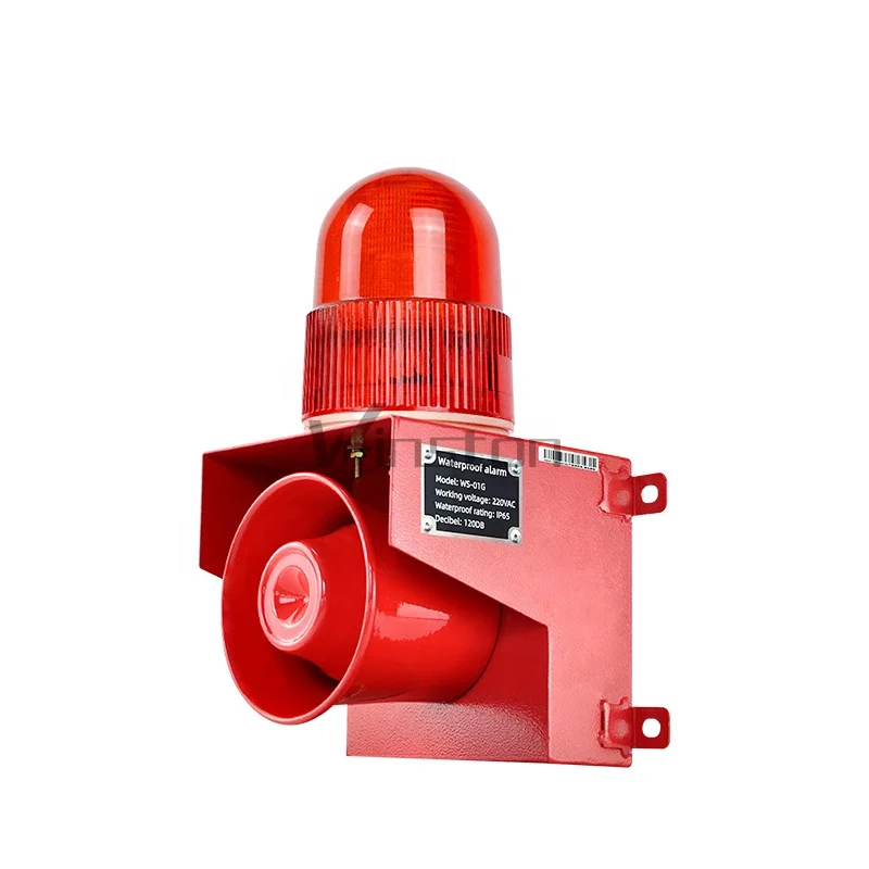 

2024 Waterproof IP67 120DB Sound combination alarm WS-01G electronic buzzer Audible visual alarm for automobiles and ships