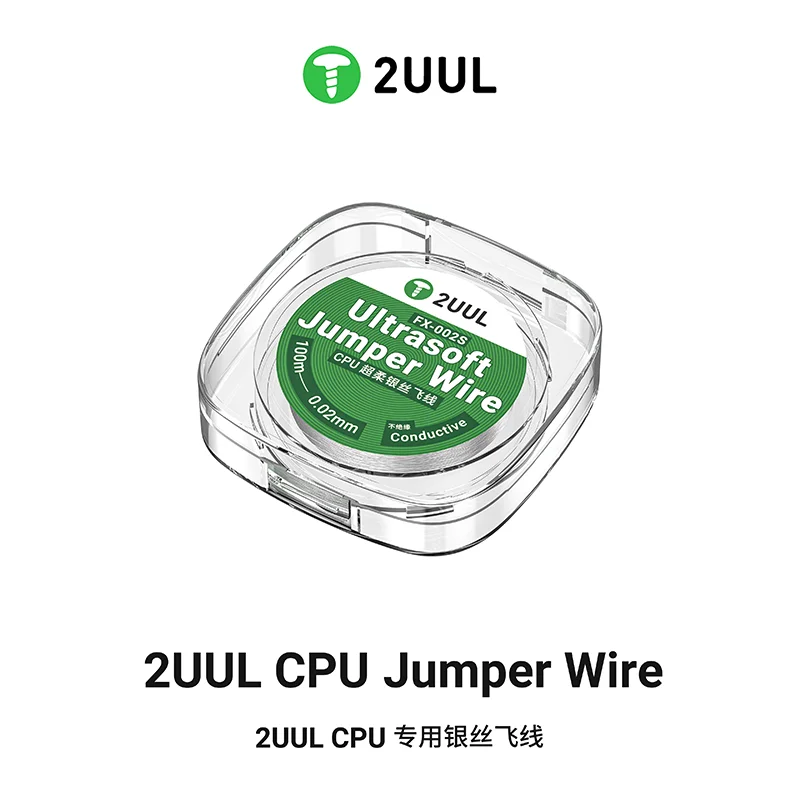 2UUL FX-002S Ultra-Soft CPU Jumper Wire - 0.01mm Conductive Cable 100m Roll for Micro-Soldering PCB & iPhone Motherboard Repairs