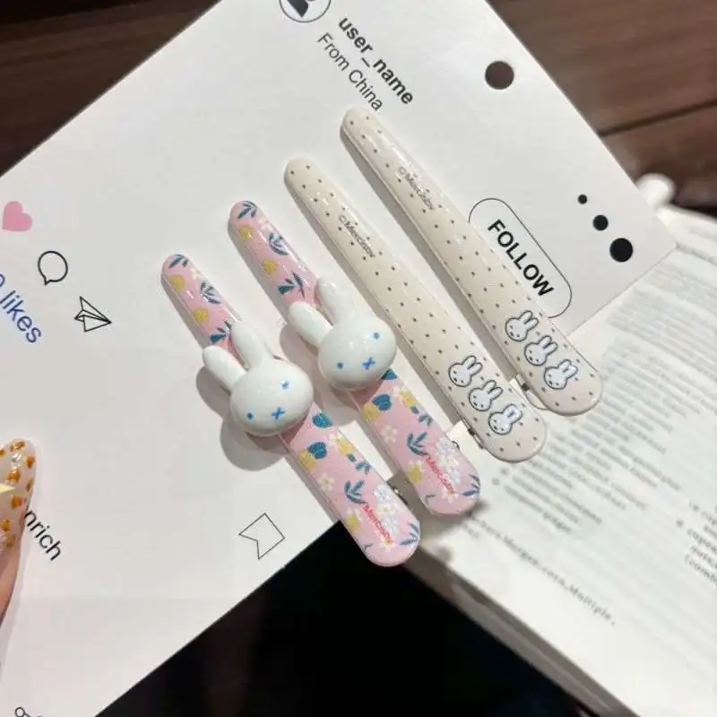 

Kawaii 6pcs Miffy Hair Clip Cute Side Bangs BB Clip Cartoon Hair Ornament Accessory Set Student Hair Accessory Girl Gift Toys