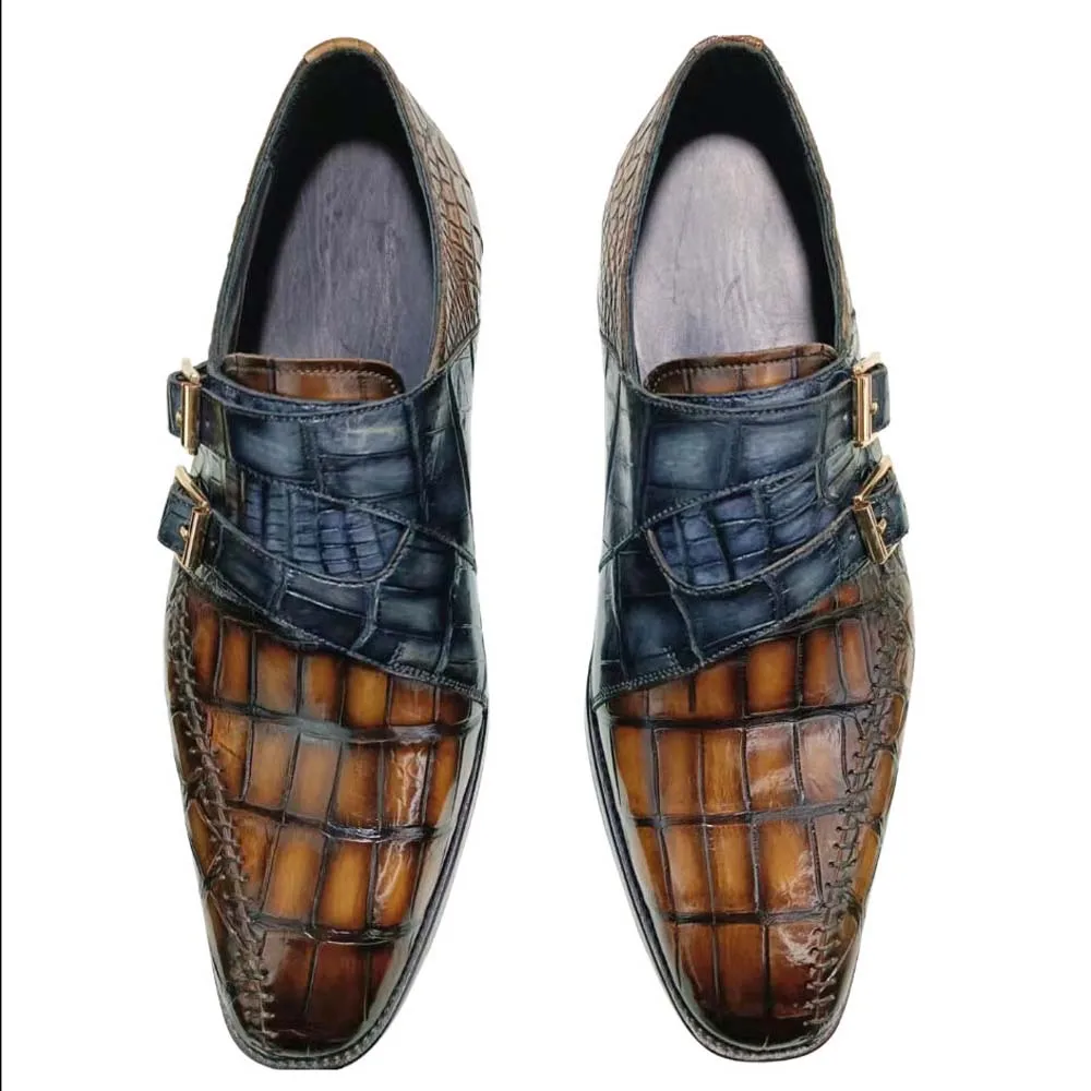 kexima men dress shoes male crocodile leather shoes join together leather shoes