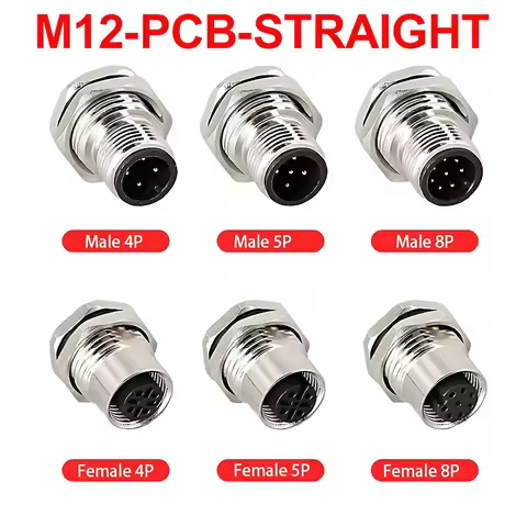 5/10/100pcs M12 4/5/8/17 Straight Pin Aviation Plug Socket Flange Base Welding Plate Pcb Board 90 Degree Sensor Plug Plate