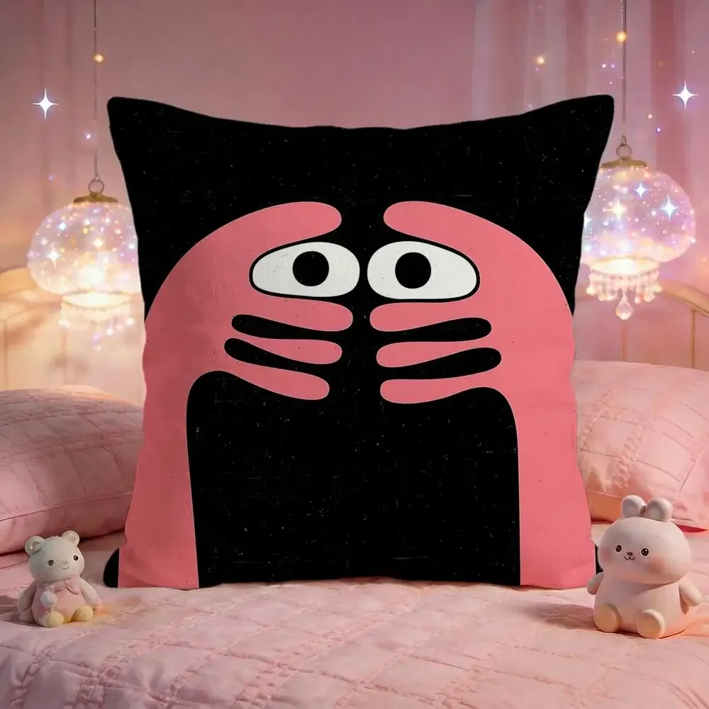 Cute Funky Hand Eye Cartoon Print Cushion Cover Premium Comfort Reversible Pillow Cove -Two in One Design for Any Room & Car