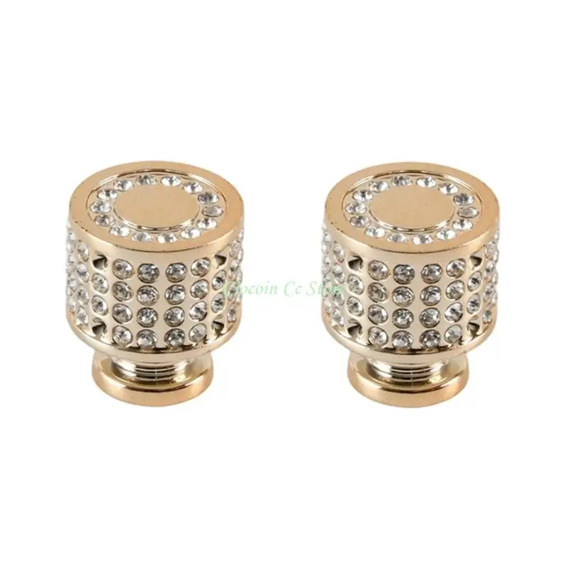 X90F 2PCS Single Hole Drawer Pulls with Crystal Charms ABS Material Quick Installation Decorative Drawer Handles for Home