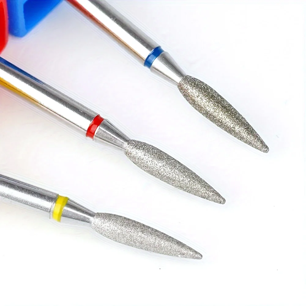 1/2/3/4PCS Professional Diamond Flame Bit Nail Drill Bit Set for Manicure Electric Nail Drill Bits Accessory Gel Remover Tool
