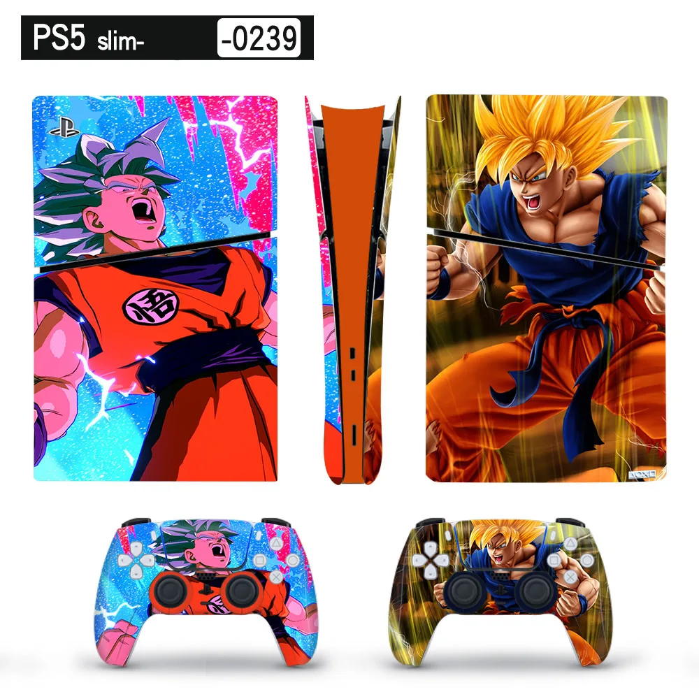 Dragon Ball PS5 Slim Skin Stickers for Playstation 5 Slim Disc CD Console Controllers Anti-Scratch Vinyl Sticker Decal Cover