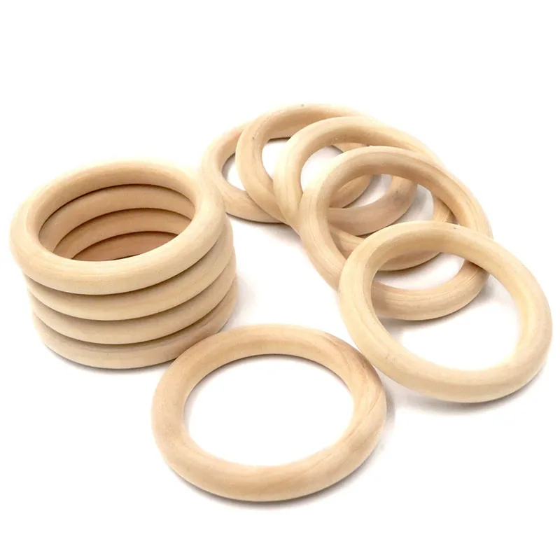 15-150mm Natural Solid Wooden Rings Wedding DIY Crafts Macrame Rope Handmade Pendant Accessories Wood Hoop Kids Teeth Supplies