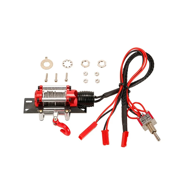 

DELAM-RC Car Upgrade Metal Automatic Simulated Winch With Switch For 1/10 RC Crawler Car Axial SCX10 RC4WD D90 RC Accessories