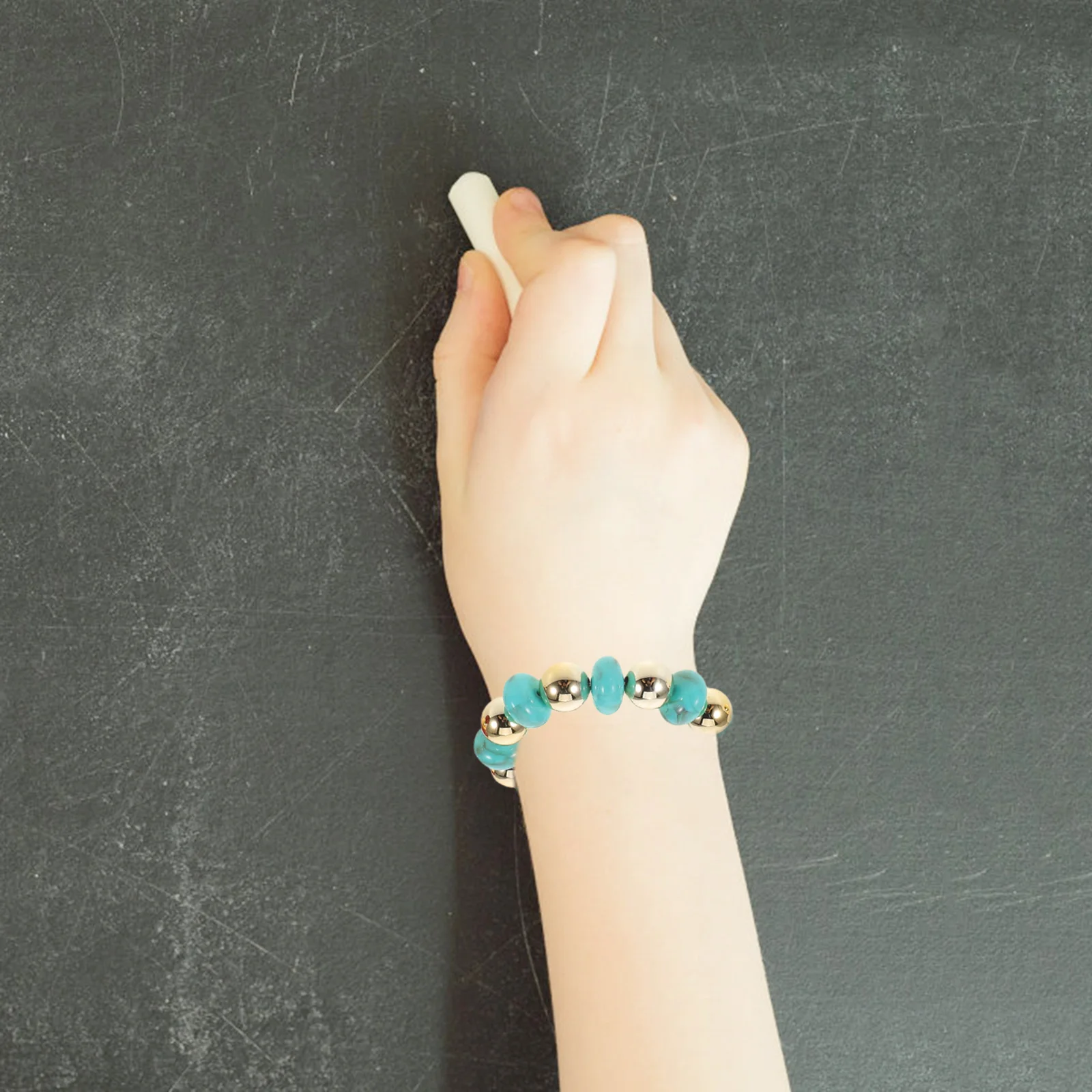 

3pcs Acrylic Stacking Bracelets For Women Dual Color Geometric Design Beaded Jewelry Sets Lightweight Adjustable Layering