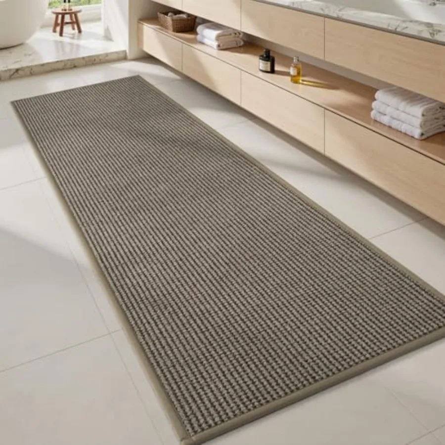 

Bathroom Runner Rugs-Chenille Absorbent Bath Mat Runner Quick Dry-Rubber Backed Bath Runners Non Slip Washable Long Bathroom Ru