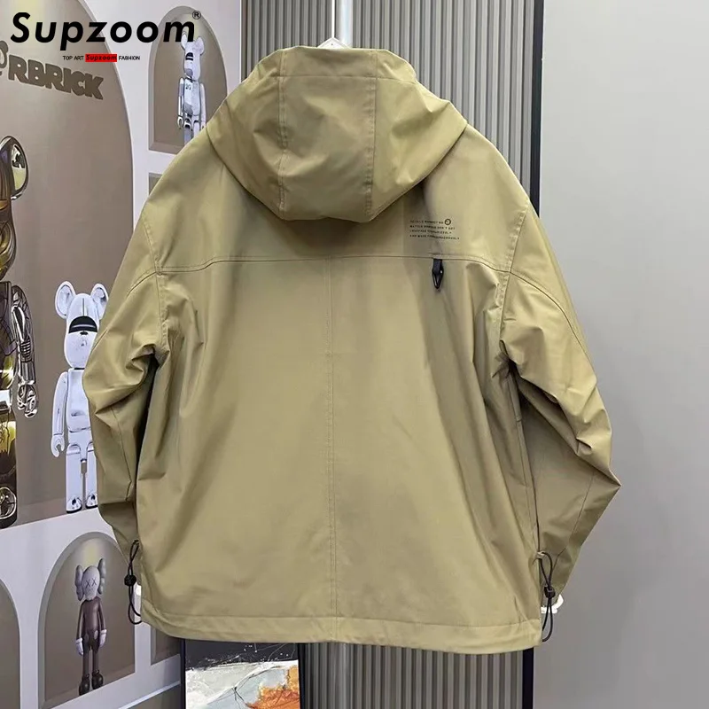 Supzoom 2024 New Arrival Top Fashion Safari Style Autumn and Winter Hooded zipper Flimsy Casual Trend Couple Loose Coat Jacket