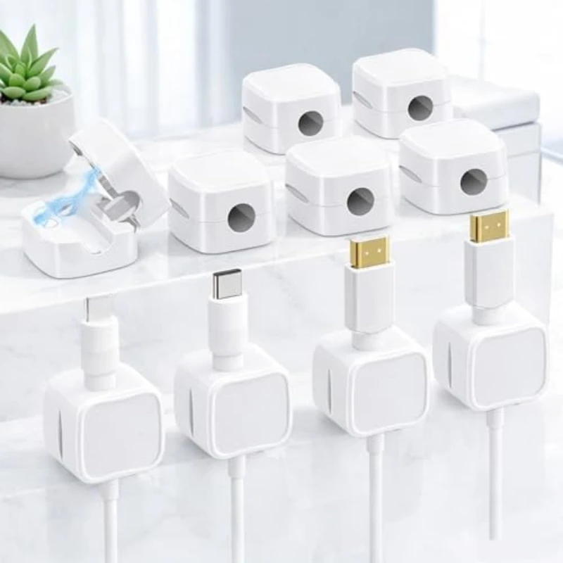 5/10 PCS Magnetic Cable Clips Cable Smooth Adjustable Cord Holder Under Desk Cable Management Wire Keeper Cable Organizer Holder