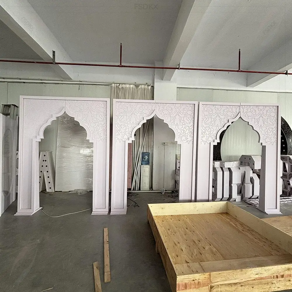 

FSDKX Newest Outdoor Carved Background Pvc Backdrop Wedding Arch Party Event Decoration