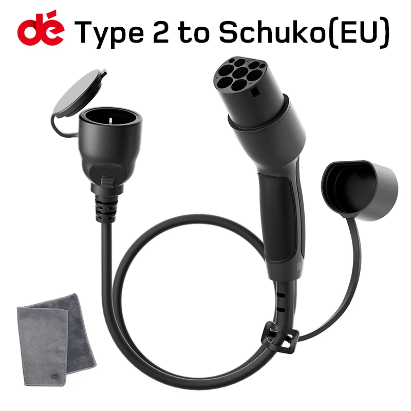 ADAPTADOR DE ENCHUFE TIPO 2 COCHES ELECTRICOS A SCHUKO TRADICIONAL