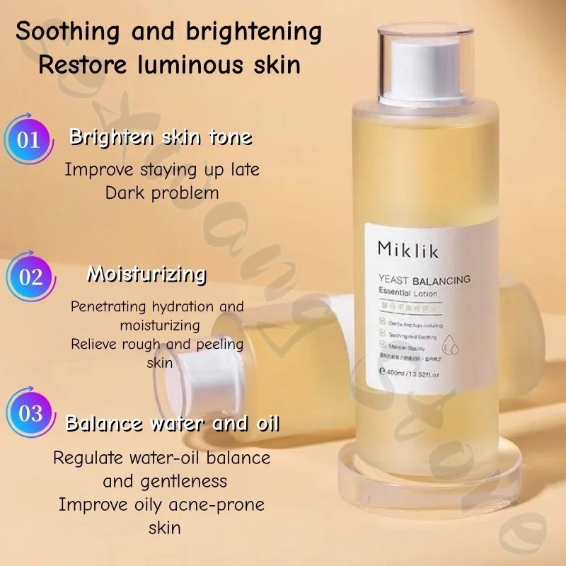 Miklik Essence Water Moisturizing and Hydrating Improves Dullness, Roughness and Fine Pores Balancing Water and Oil Toner 400ml