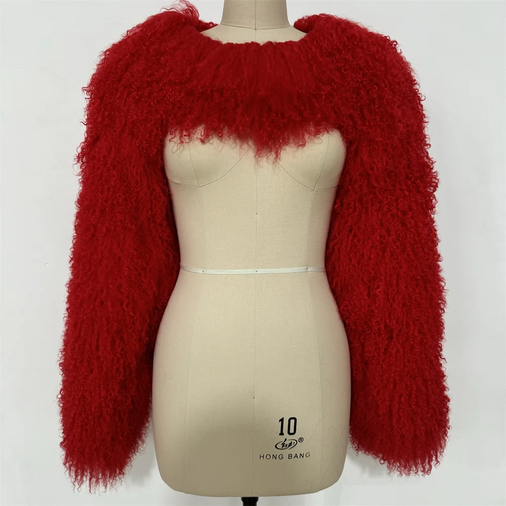 Latest design Stylish 100% Real Mongolian Fur Sleeve Multi Color Customized Fashion Club and Party Banquet Versatile