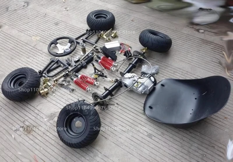 Accessoires de kart à quatre roues modifiés, bricolage, suspension avant, direction, arbre différentiel, moteur d'entraînement, essieu arrière, pneu de 6 pouces