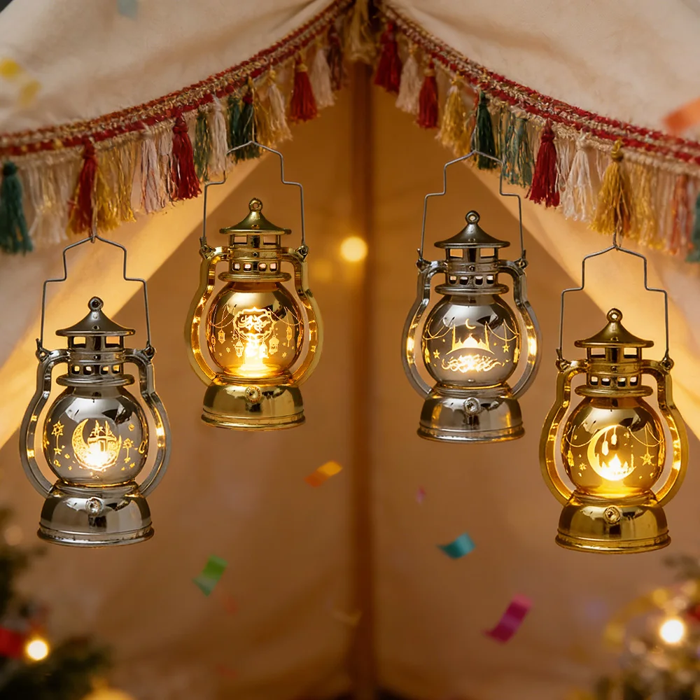 1pc Middle Eastern Festival LED Lantern, LED Mini Hanging LED Small Candle Lanterns for Eid al-Fitr Ramadan Hanging Decoration