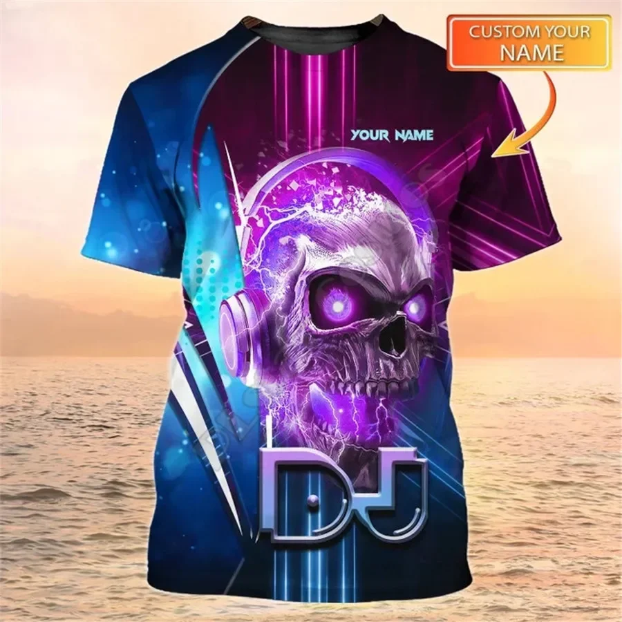 Dj Tshirt Disc Jockey EDM Music Festival Disc Jockey Gift Custom Name 3D Printed T-Shirts Short-Sleeve Men/Women Streetwear