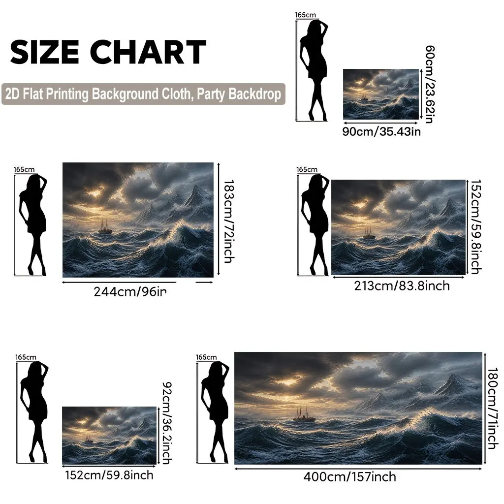 Dramatic Ocean Tapestry Wall Hanging Sea Landscape Nautical Decor Polyester Cloth Stormy Sailing Ship Mountain Adventure Home De