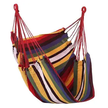 Hamaca de lona portátil, cómoda y colorida con rayas, para colgar en interiores 8 best sales Columpio de interior - №1