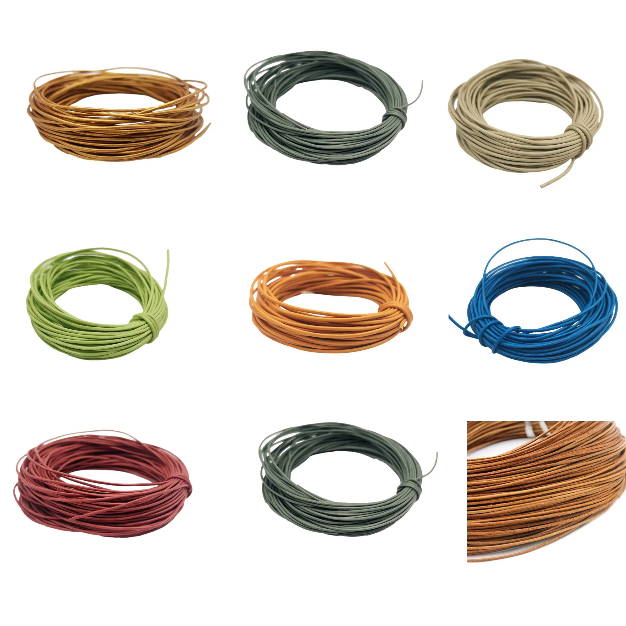 10 Yards 1mm Natural Round Real Leather Cords String for Necklace Pendant Making Genuine Cowhide