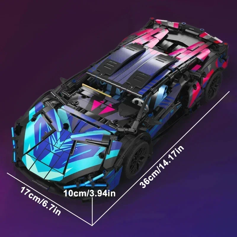 Lamborghinis-bloques de construcción mecánicos técnicos para niños, modelo de coche de carreras 1:14, Cyberpunk, montaje MOC creativo, juguete para regalo