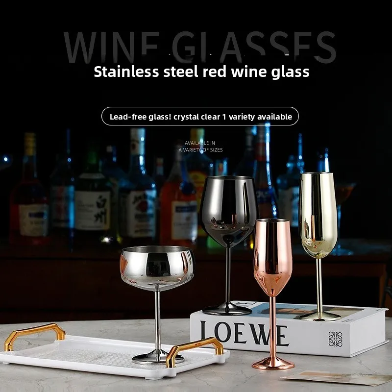 

530ml/300ml/210ml 304 Stainless Steel Cocktail Glass Red Wine Cup Flute Champagne Metal Bar Martini Cup