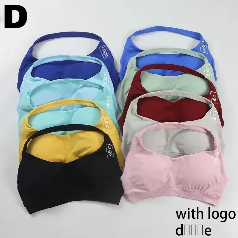 حمالة صدر رياضية للنساء بشعار D Impact حمالات صدر بدون خياطة مع شعار مبطن مفتوح الظهر حمالة صدر لليوجا متوسطة الدعم لصالة الألعاب الرياضية