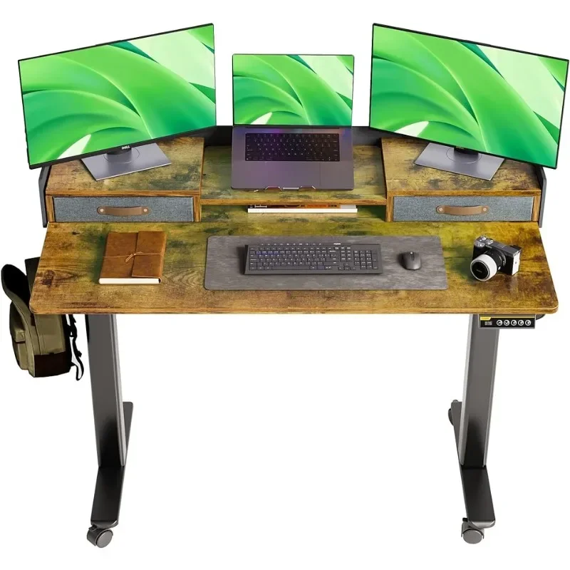 

Standing Desk with Drawers,Stand Up Electric Standing Desk Adjustable Height,Sit Stand Desk with Storage Shelf and Splice Board