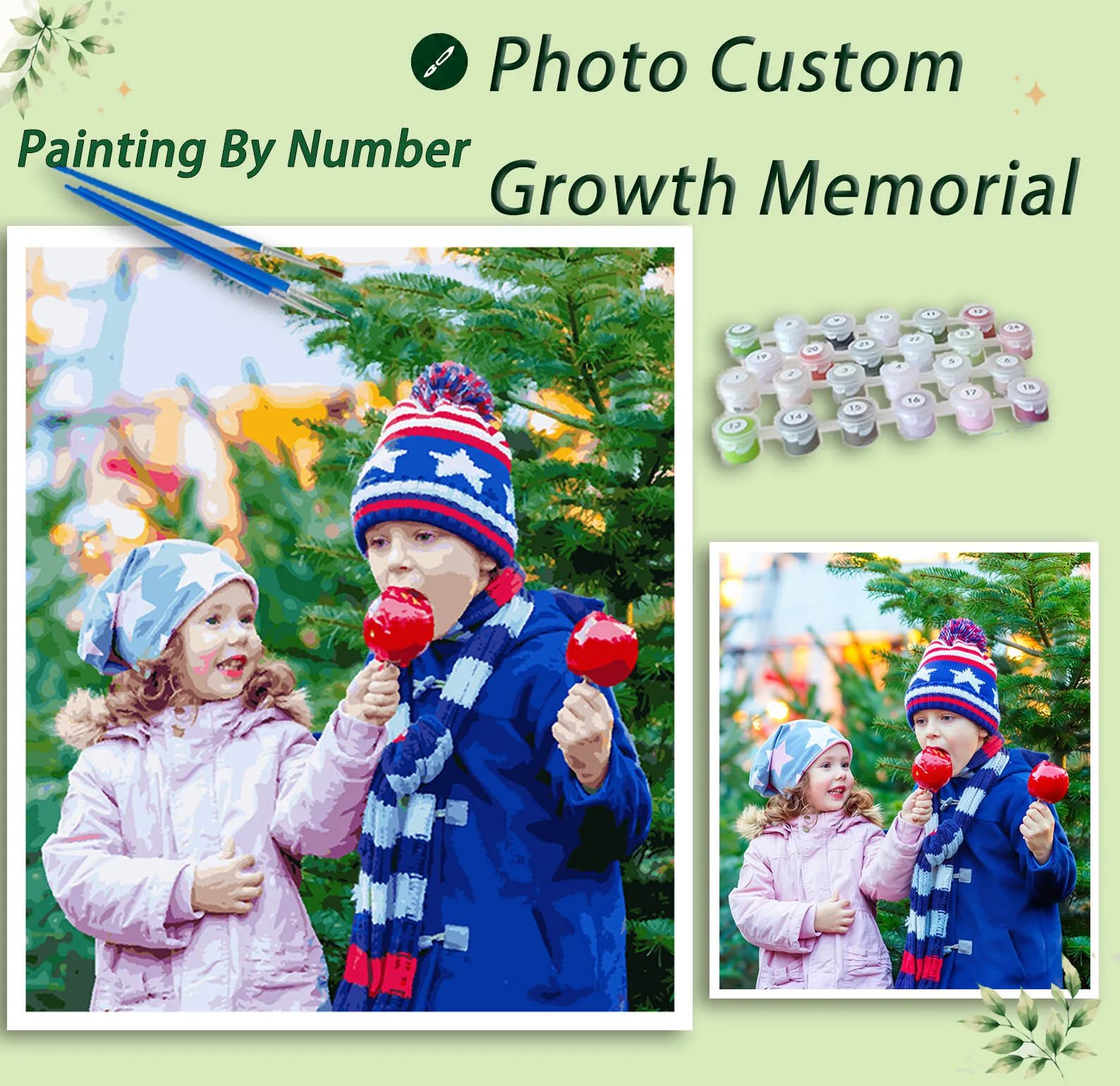 

Photo Custom Growth Memorial Paint by Numbers Oil Adult14+Beginners,24/36/48C DIY Acryl Cotton Canvas,NoFrame Painting Kits