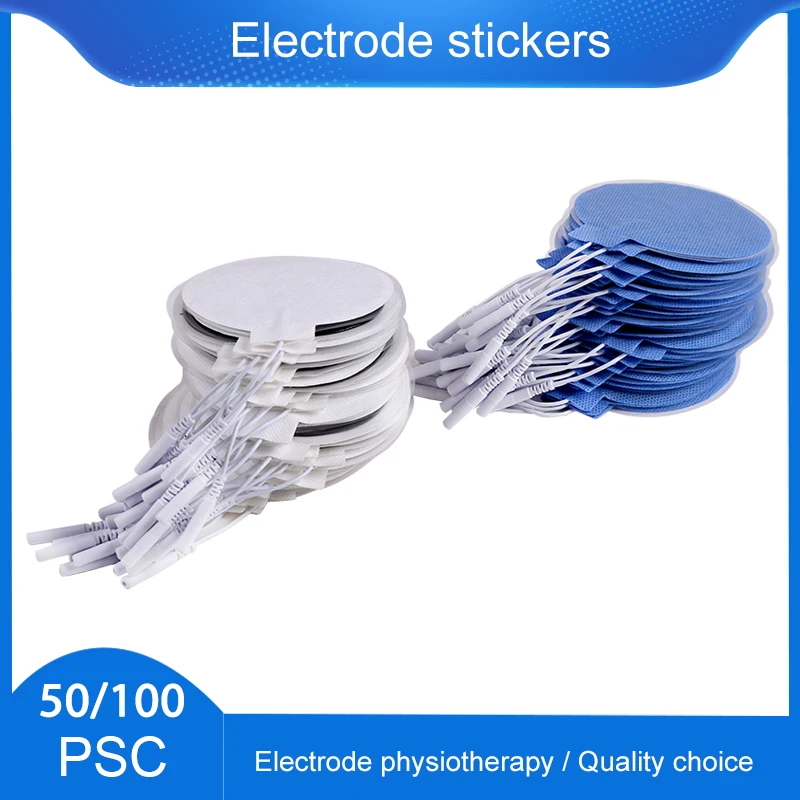 50/100pcs EMS Self Adhesive Pulse Gel Electrode Pads Patch Electrodes Physiotherapy Machine Health Care Tool 2mm Plug Tail