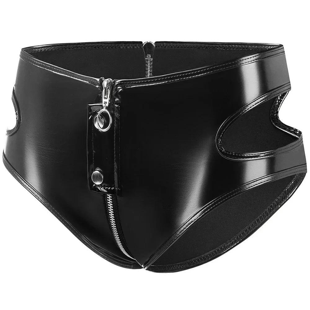 المرأة المثيرة الوثن سستة مفتوحة المنشعب ملخصات الملابس الداخلية بلون فو الجلود السروال سراويل ساخنة صغيرة الهذيان نادي الحفلات