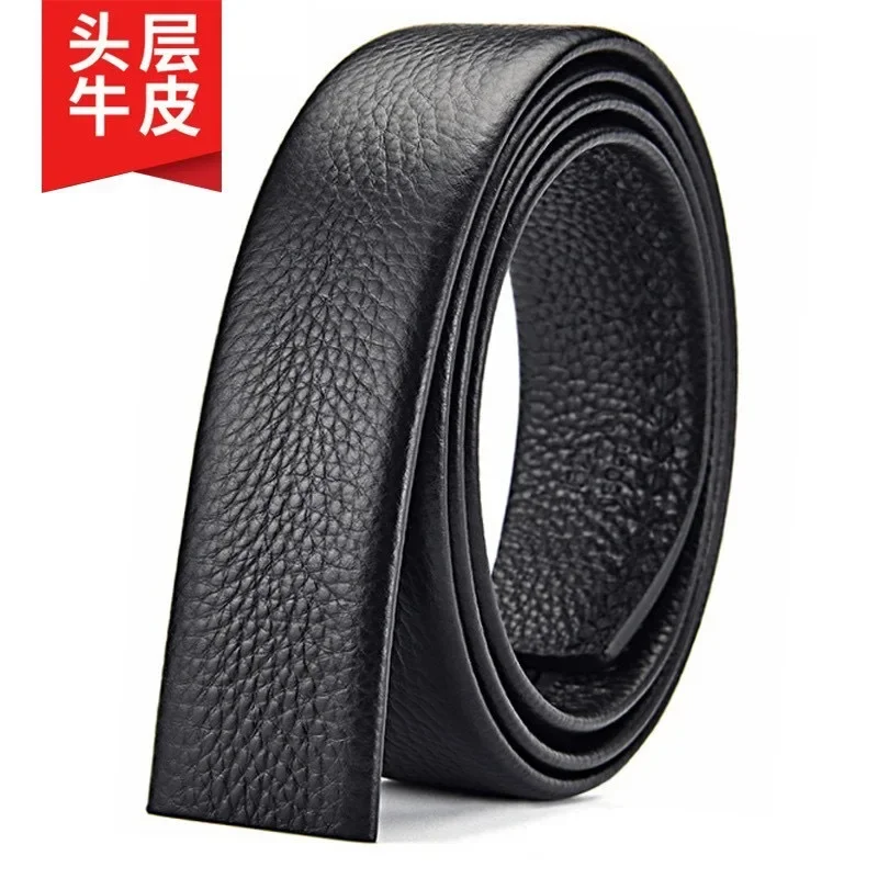 

2025 Trendy Men's Belt - First Layer Cowhide 3.5cm Width, Lychee/Pig Intestine Texture, Automatic No Button Head Buckle