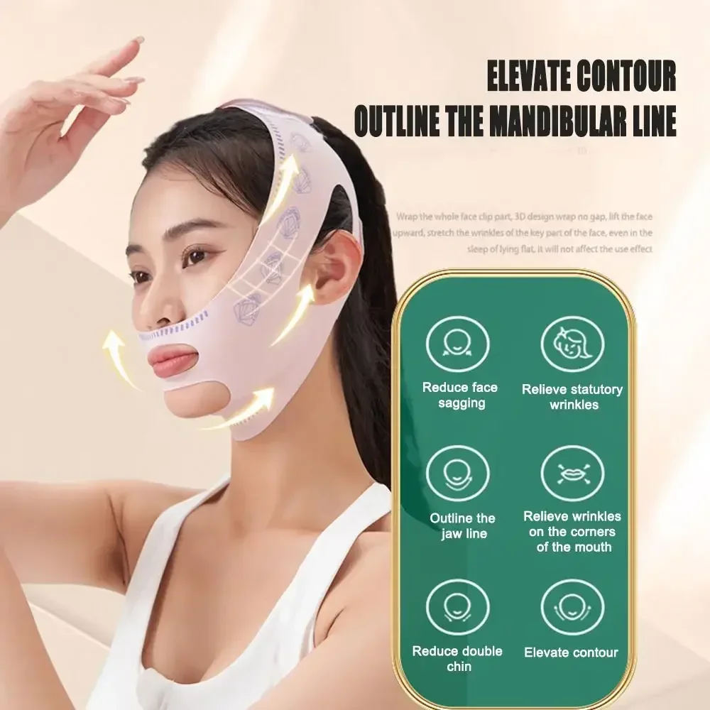 wholesale Breathable V Face Band CheekLift Up Face Thin Mask Reduce Double Chin V-Line Shaping Bandage Anti Wrinkle Face Bandage image 3