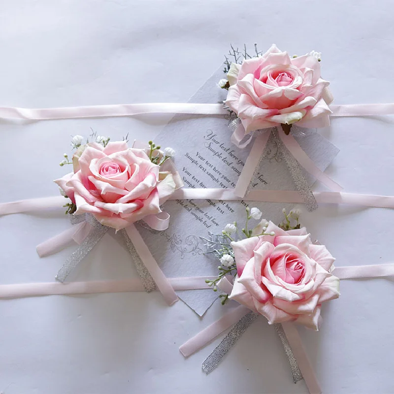 Boutonniere e Wrist Corsag, Celebração de negócios, Simulação de flores, Casamento, Estúdio de fotografia, Rosas coloridas 256