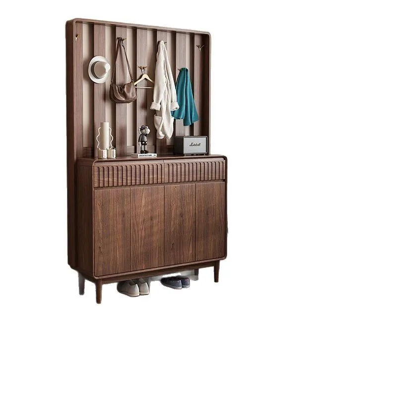 

Door entry hanger shoe cabinet large capacity locker foyer entrance partition cabinet solid wood storage cabinet