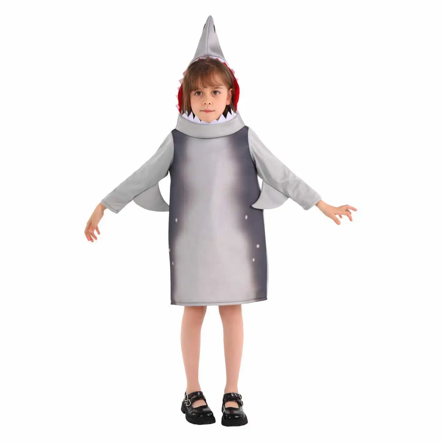 Kids Boys Girls Fish Shark Role Play Overclothes with Hat Set Children Christmas Performance Outfit Halloween Cosplay Costumes