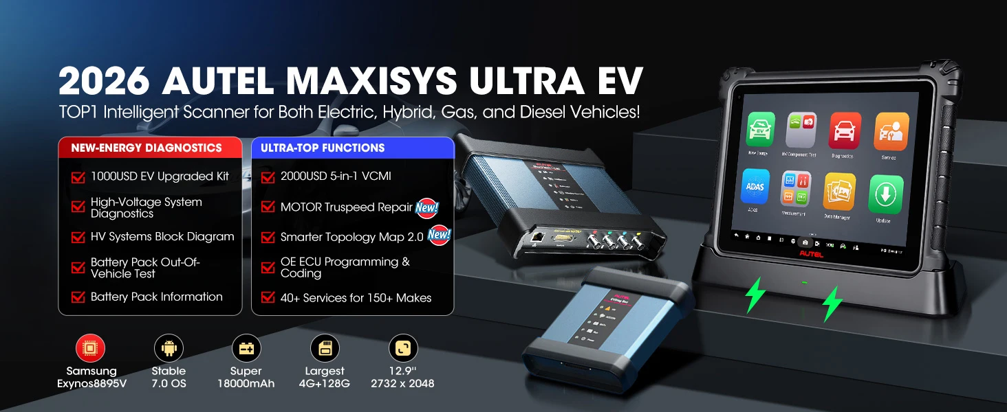 Autel MaxiSYS Ultra EV Intelligenter Scanner Diagnosewerkzeug, Hochspannungssystem- und Batterieanalyse, 5-in-1 VCMI, Topologie 2.0 – Detail 1